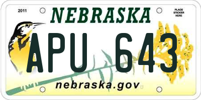 NE license plate APU643