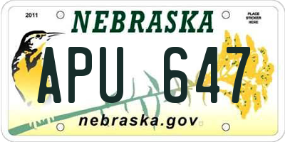 NE license plate APU647