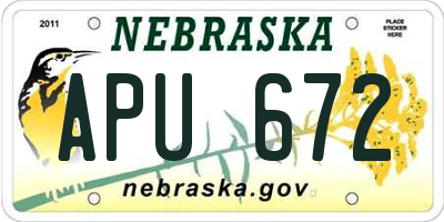 NE license plate APU672