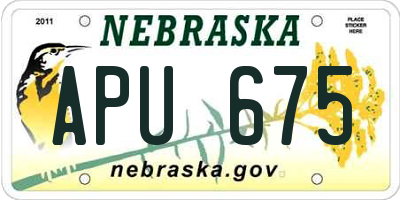 NE license plate APU675