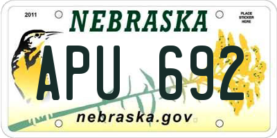 NE license plate APU692