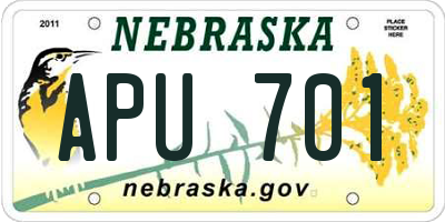 NE license plate APU701
