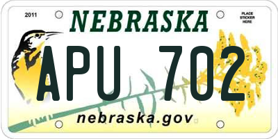 NE license plate APU702