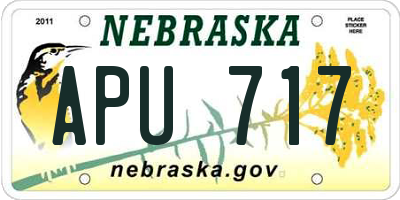 NE license plate APU717