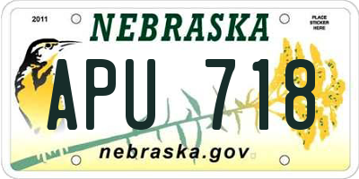 NE license plate APU718