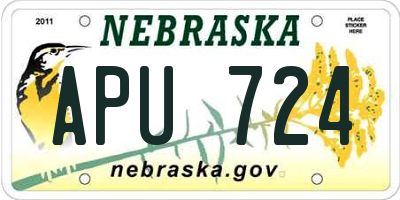 NE license plate APU724