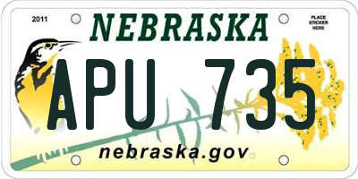 NE license plate APU735