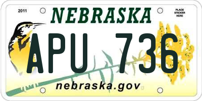 NE license plate APU736