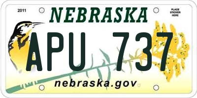 NE license plate APU737