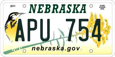 NE license plate APU754