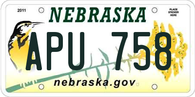 NE license plate APU758
