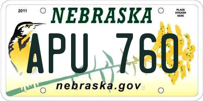NE license plate APU760