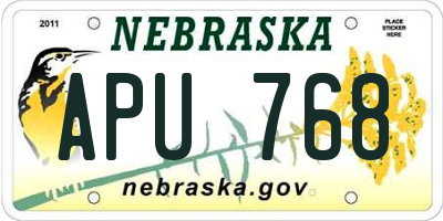 NE license plate APU768