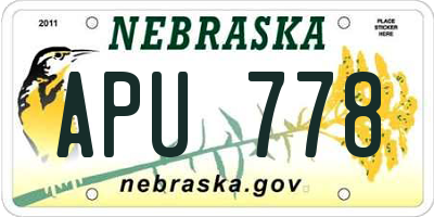 NE license plate APU778