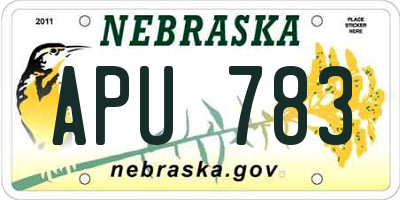 NE license plate APU783