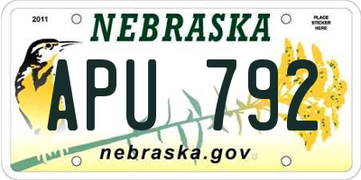 NE license plate APU792