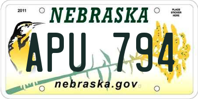 NE license plate APU794