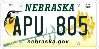 NE license plate APU805