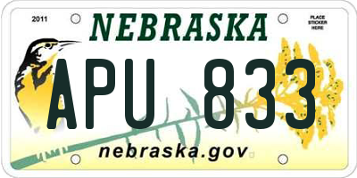 NE license plate APU833