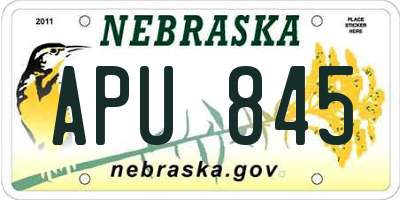 NE license plate APU845