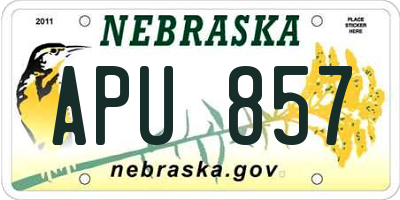 NE license plate APU857