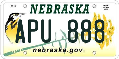 NE license plate APU888