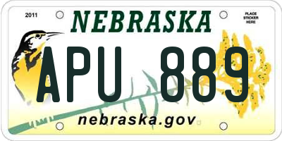 NE license plate APU889