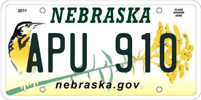 NE license plate APU910