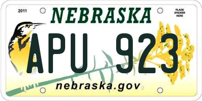 NE license plate APU923