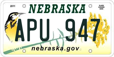 NE license plate APU947