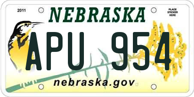 NE license plate APU954