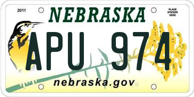 NE license plate APU974