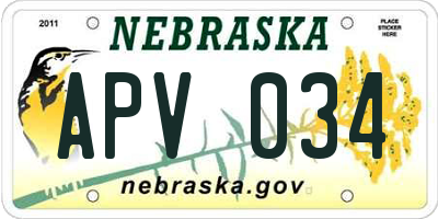 NE license plate APV034