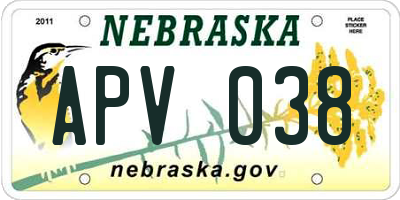 NE license plate APV038