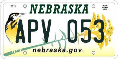 NE license plate APV053