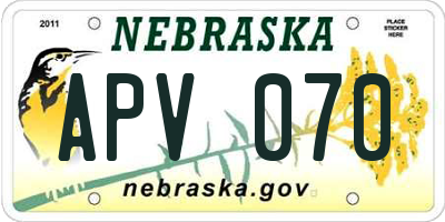 NE license plate APV070