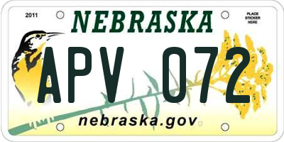 NE license plate APV072
