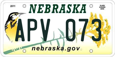 NE license plate APV073
