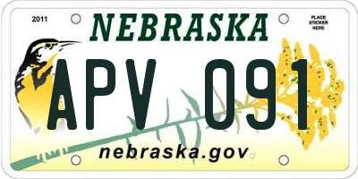 NE license plate APV091