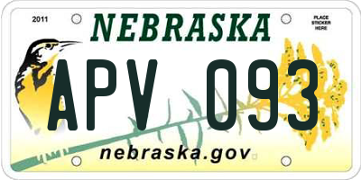 NE license plate APV093
