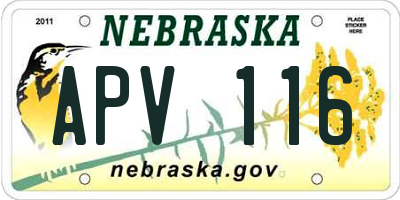 NE license plate APV116