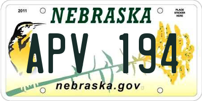NE license plate APV194