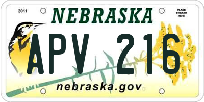 NE license plate APV216