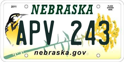 NE license plate APV243