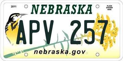 NE license plate APV257