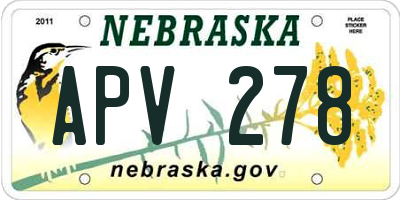 NE license plate APV278