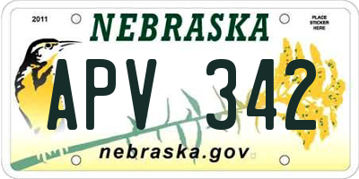 NE license plate APV342