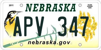 NE license plate APV347