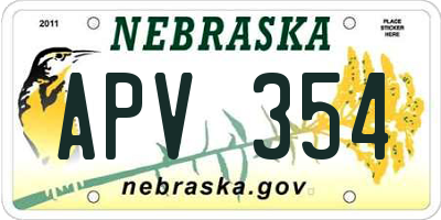 NE license plate APV354