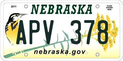 NE license plate APV378